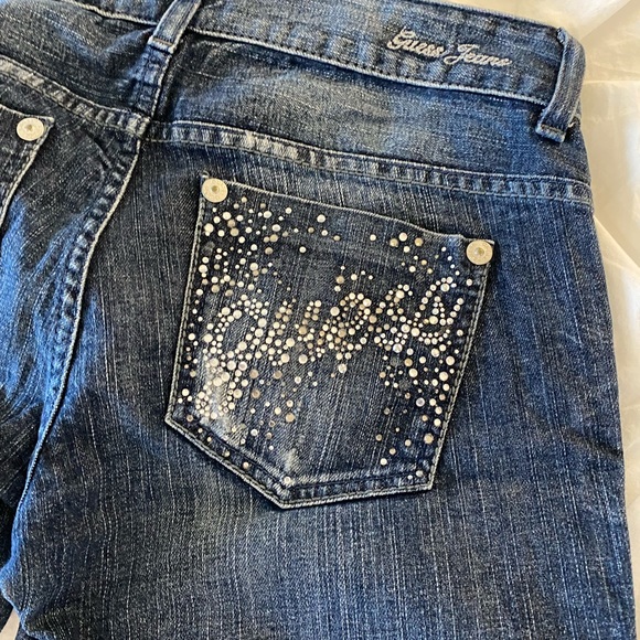 Guess Jeans with crystal embellishments, boot cut, slim fit. Sz 27 - Picture 6 of 9